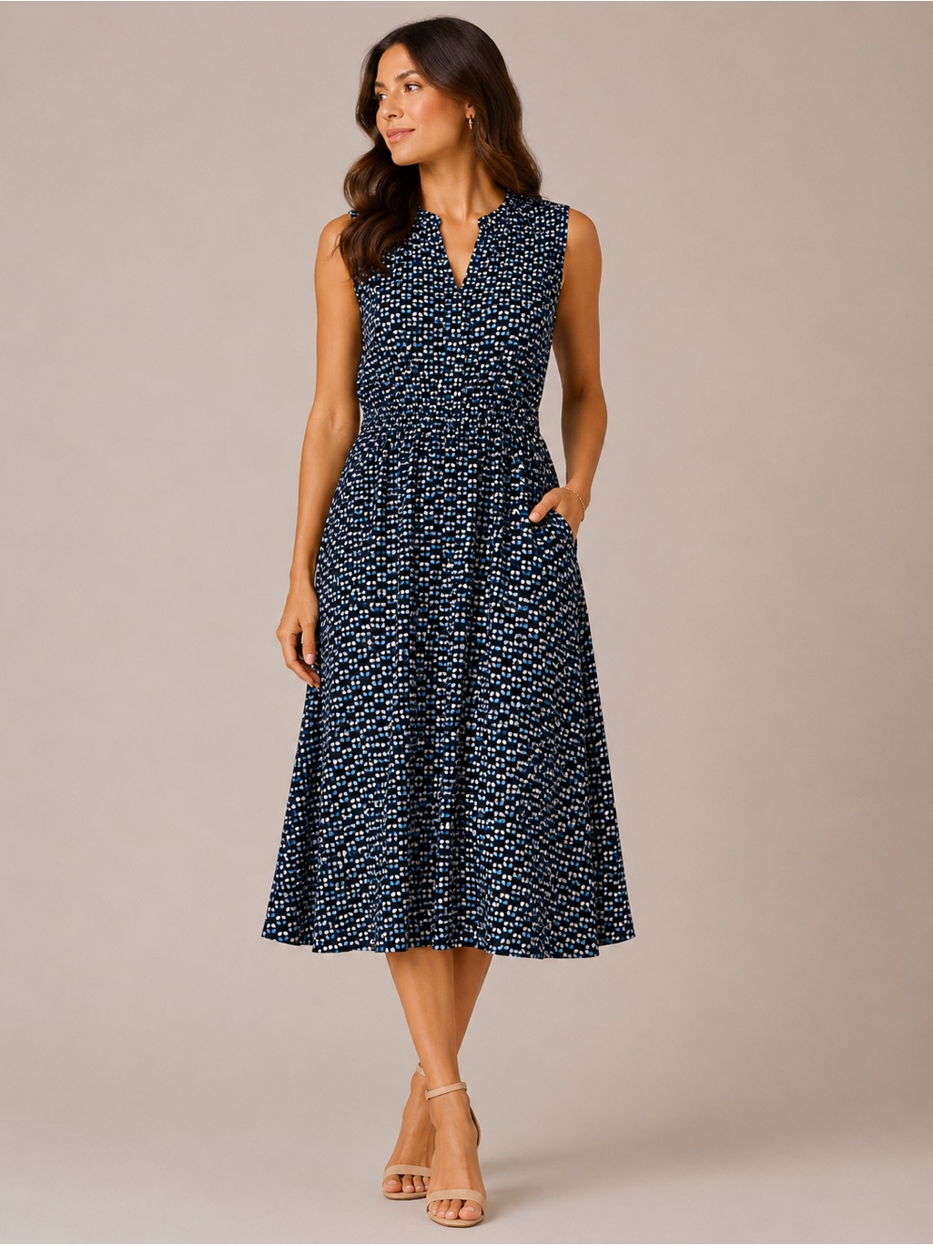 Anne Klein Jenna V-Neck Midi Dress